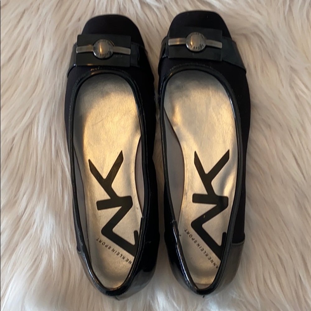 Anne Klein Sport Black Flats with AK Emblem